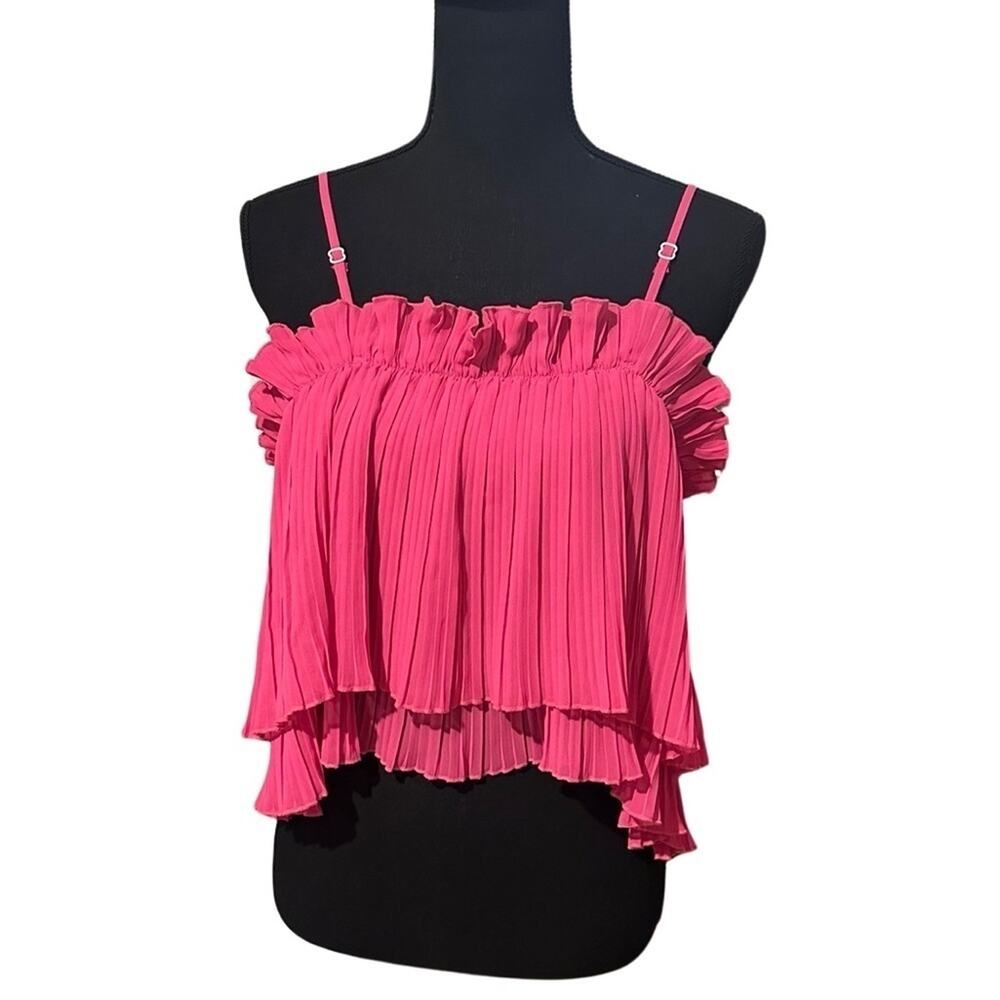 Loness Pink Pleated Tank XL Flowy Lightweight Feminine Chic Casual Top